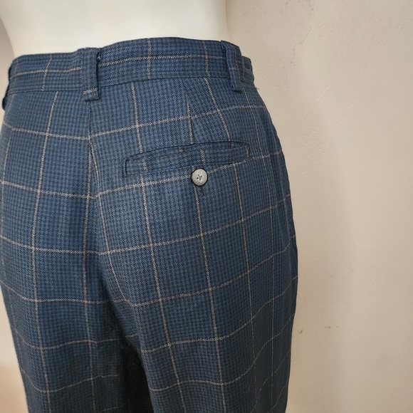 Vintage 80's IZOD Wool Blend Tartan Plaid Pleated & Cuffed Trouser Pants Size 10 - Picture 11 of 15